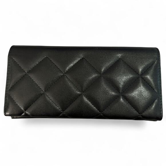 CHANEL Black Quilted Sunglasses Case Pocket Book Card Holder Organizer - Picture 2 of 7